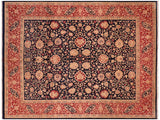 Antique Vegetable Dyed Kashan Blue/Red Wool Rug - 8'1'' x 9'11''