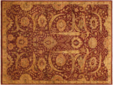 Turkish Knotted Jajem Istanbul Julieann Red/Gold Wool Rug - 7'11'' x 10'10''