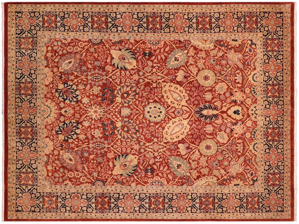 handmade Traditional Shahid Rust Blue Hand Knotted RECTANGLE 100% WOOL area rug 8x10
