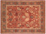 Antique Vegetable Dyed Shahid Rust/Blue Wool Rug - 8'2'' x 10'4''