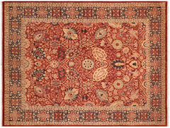 handmade Traditional Shahid Rust Blue Hand Knotted RECTANGLE 100% WOOL area rug 8x10