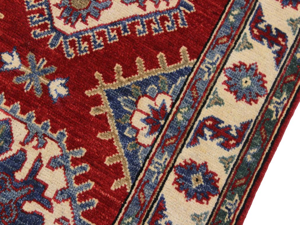 handmade Geometric Kazak Red Ivory Hand Knotted RUNNER 100% WOOL area rug 3x10