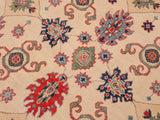 handmade Geometric Kazak Ivory Red Hand Knotted RECTANGLE 100% WOOL area rug 9x12