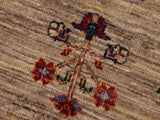 handmade Geometric Khorgeen Tan Blue Hand Knotted RECTANGLE WOOL&SILK area rug 7x9