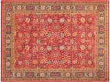 Turkish Knotted Istanbul Arlene Red/Blue Wool Rug - 8'3'' x 10'11''