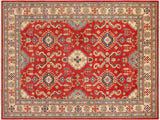 Rustic Kazak Manual Red/Beige Wool Rug - 8'11'' x 11'9''