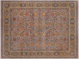 Turkish Knotted Istanbul Allison Gray/Green Wool Rug - 8'1'' x 10'0''