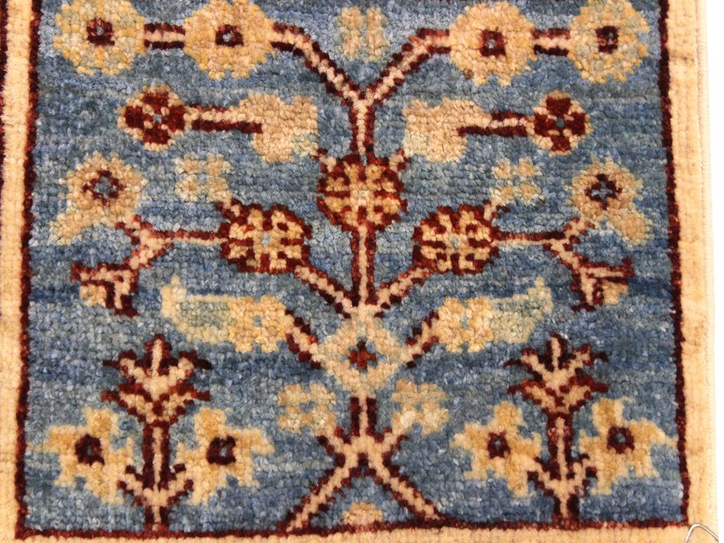 handmade Geometric Khurgeen Beige Blue Hand Knotted RUNNER 100% WOOL area rug 3x10