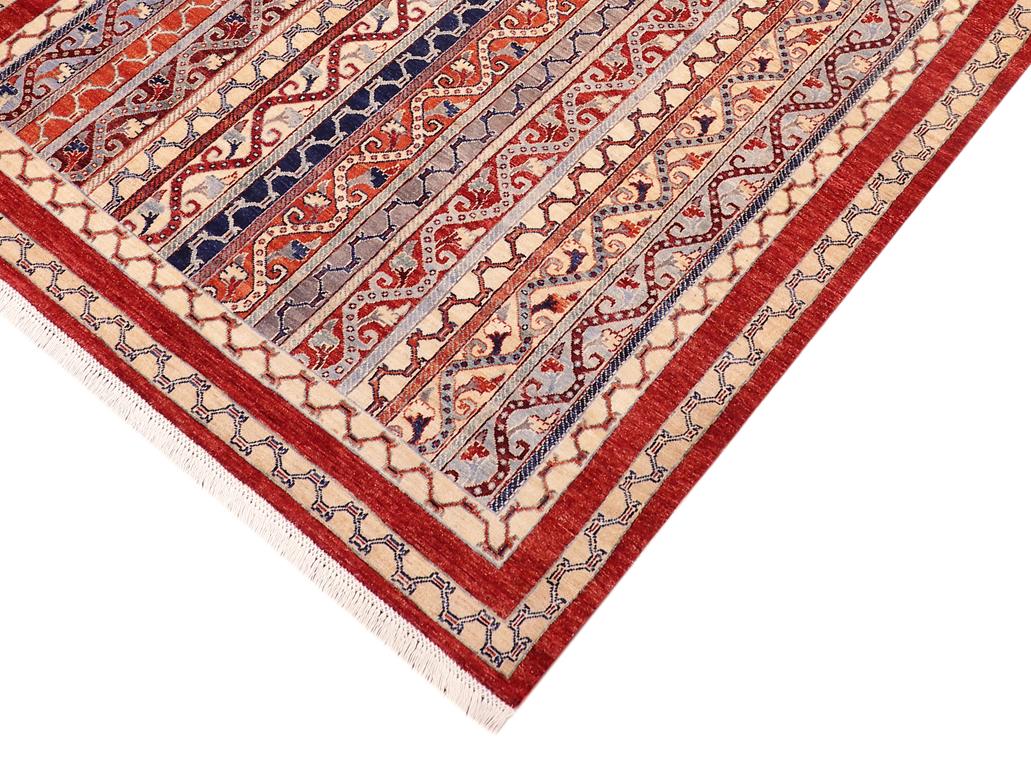 handmade Transitional Shawl Red Blue Hand Knotted RECTANGLE 100% WOOL area rug 6x8