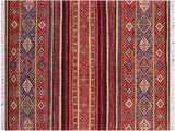 Southwestern Khurgeen Alonso Red/Blue Wool Rug - 5'9'' x 7'10''
