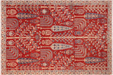 Oriental Ziegler Adele Red Red Hand-Knotted Wool Rug - 6'7'' x 9'8''