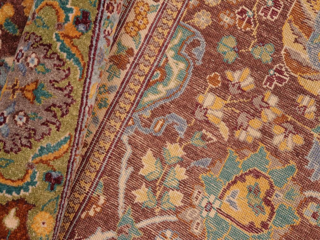 handmade Traditional Design Brown Green Hand Knotted RECTANGLE 100% WOOL area rug 8x10