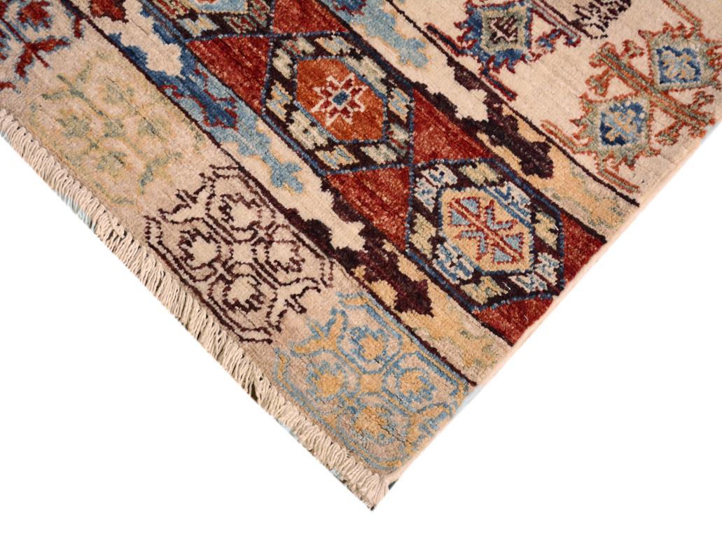 handmade Geometric Khorgeen Tan Rust Hand Knotted RECTANGLE 100% WOOL area rug 4x6