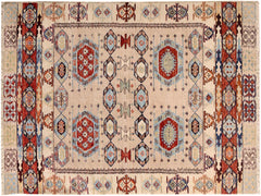 handmade Geometric Khorgeen Tan Rust Hand Knotted RECTANGLE 100% WOOL area rug 4x6