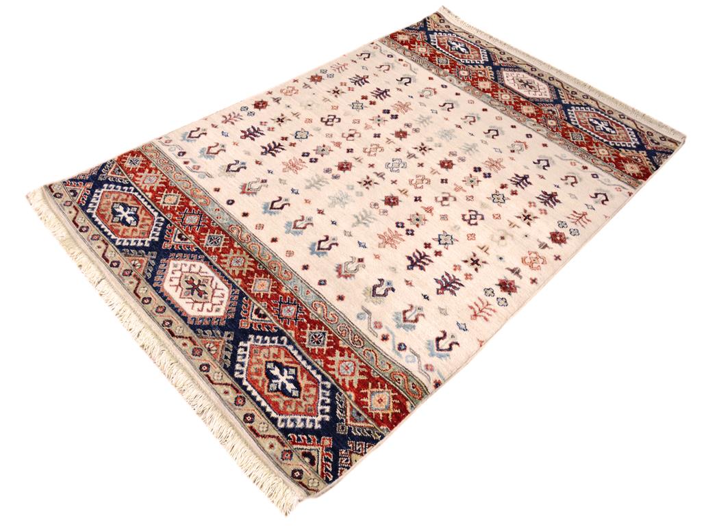 handmade Geometric Khorgeen Beige Red Hand Knotted RECTANGLE 100% WOOL area rug 4x6