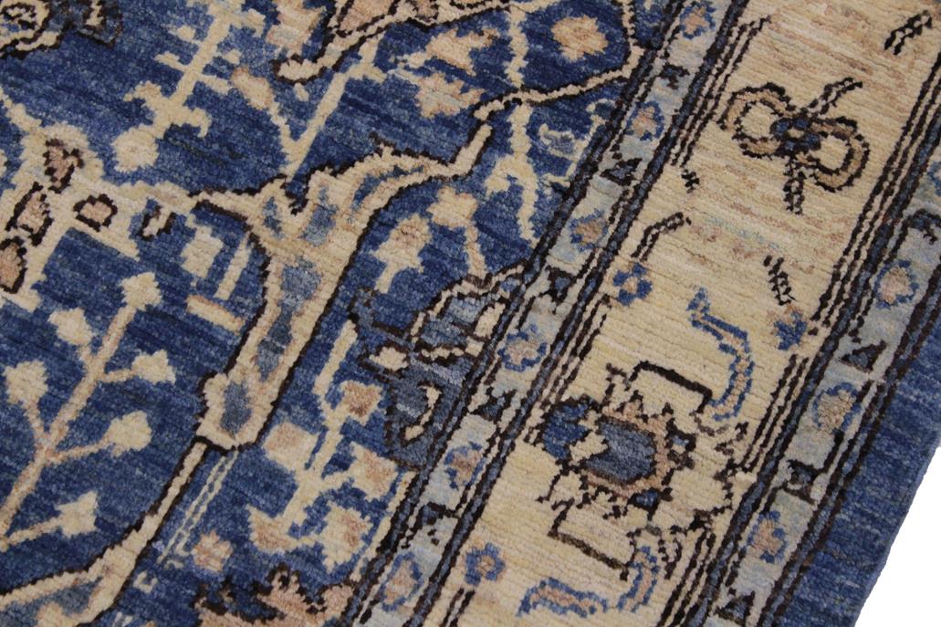 handmade Traditional Kafkaz Blue Ivory Hand Knotted RUNNER 100% WOOL area rug 3 x 9