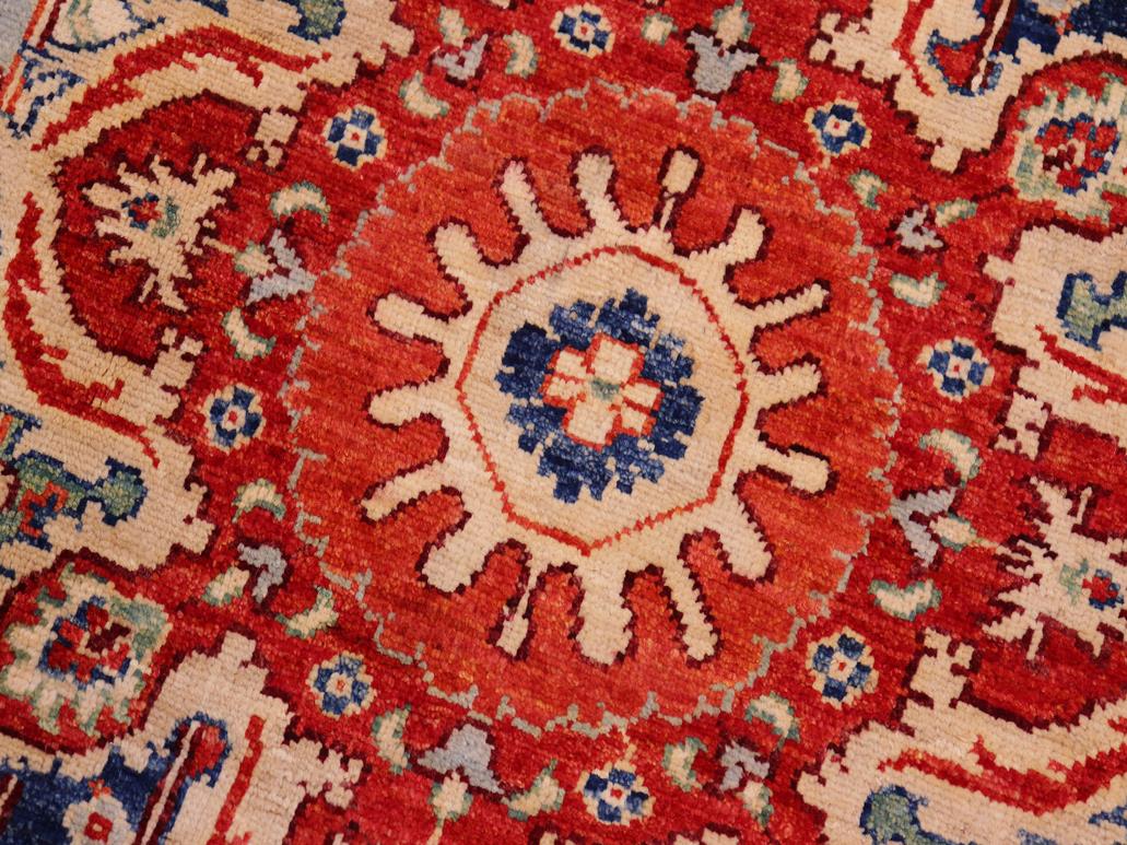 handmade Geometric Khorgeen Red Beige Hand Knotted RECTANGLE 100% WOOL area rug 5x7