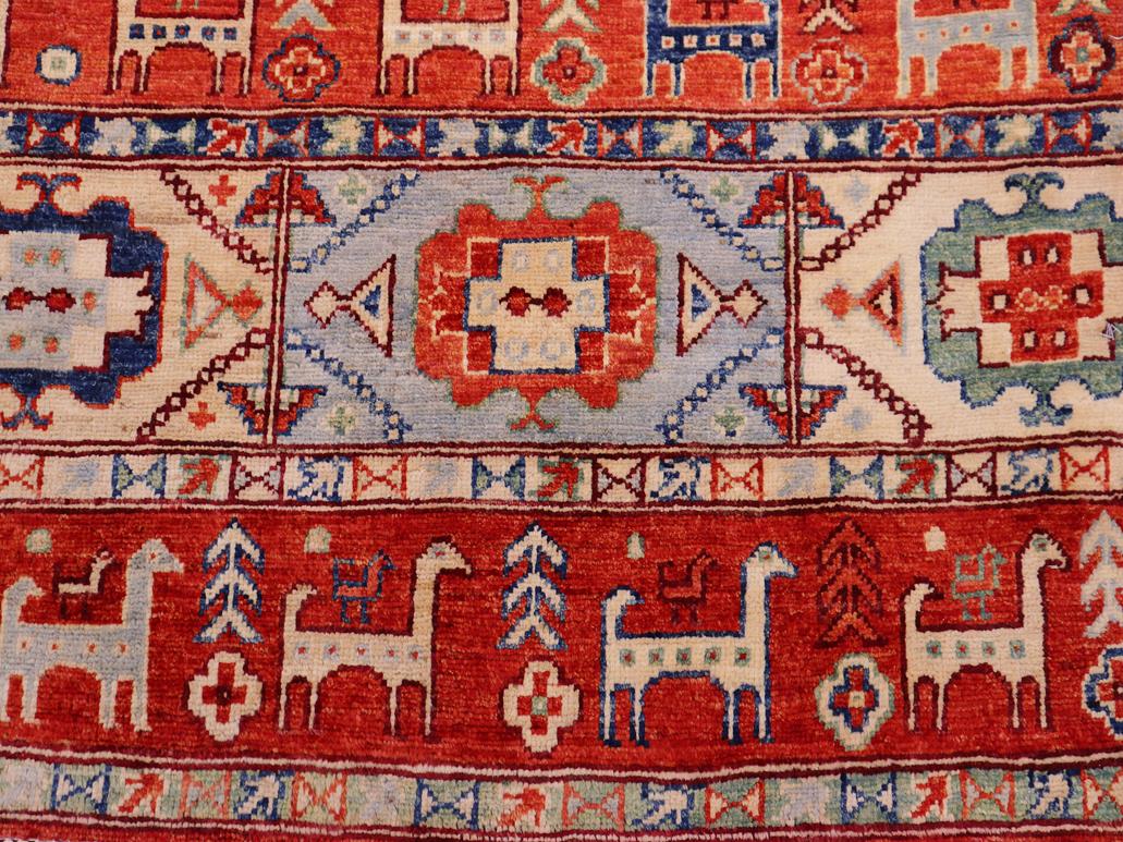 handmade Geometric Khorgeen Red Beige Hand Knotted RECTANGLE 100% WOOL area rug 5x7