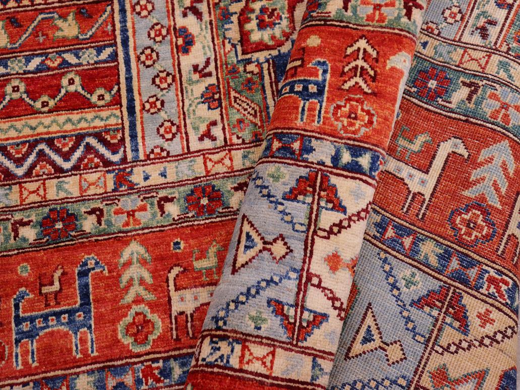 handmade Geometric Khorgeen Red Beige Hand Knotted RECTANGLE 100% WOOL area rug 5x7