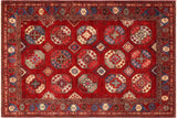 handmade Transitional Kafkaz Chobi Ziegler Red Rust Hand Knotted RECTANGLE 100% WOOL area rug 6 x 8