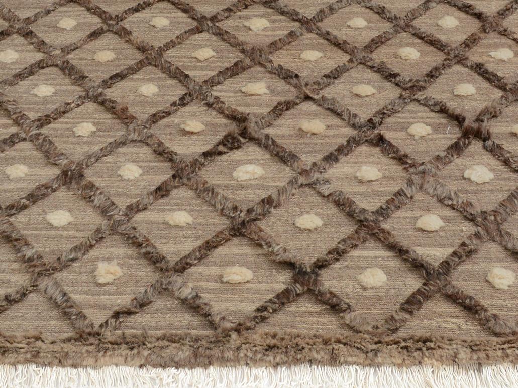 handmade Modern Moroccan Hi Tan Brown Hand Knotted RECTANGLE 100% WOOL area rug 8x10