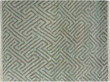 Abstract Moroccan High-Low Jerrold Gray/Green Wool Rug - 8'4'' x 10'4''