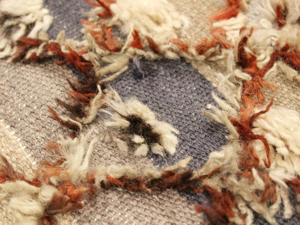 handmade Modern Moroccan Hi Blue Gray Hand Knotted RECTANGLE 100% WOOL area rug 5x7