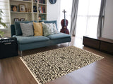 handmade Modern Ellie Black Ivory Hand Knotted RECTANGLE WOOL&SILK area rug 4x6