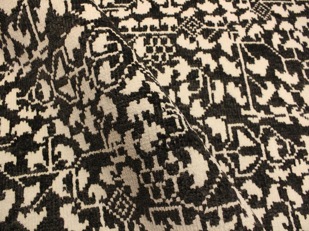 handmade Modern Ellie Black Ivory Hand Knotted RECTANGLE WOOL&SILK area rug 4x6