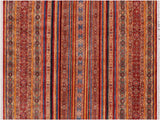 Bohemian Khurgeen Rolland Red/Blue Wool Rug - 8'1'' x 10'8''