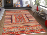 handmade Geometric Khorgeen Rust Blue Hand Knotted RECTANGLE 100% WOOL area rug 10x14