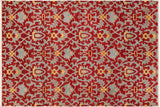 Oriental Ziegler Rosalee Red Blue Hand-Knotted Wool Rug - 6'1'' x 8'10''