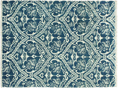 handmade Modern Nabila Blue Ivory Hand Knotted RECTANGLE WOOL&SILK area rug 4x6