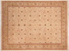 handmade Traditional Taj Ivory Lt. Green Hand Knotted RECTANGLE 100% WOOL area rug 8x10