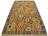 handmade Geometric Kilim Ivory Blue Hand-Woven RECTANGLE 100% WOOL area rug 7x10
