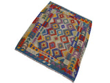 handmade Geometric Kilim Ivory Blue Hand-Woven RECTANGLE 100% WOOL area rug 5x6