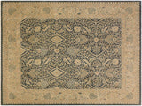 Turkish Knotted Istanbul Stella Charcoal/Tan Wool Rug - 8'0'' x 10'3''