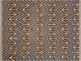 handmade Geometric Kilim Ivory Blue Hand-Woven RECTANGLE 100% WOOL area rug 6x8