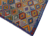 handmade Geometric Kilim Lt. Blue Teal Hand-Woven RECTANGLE 100% WOOL area rug 7x10