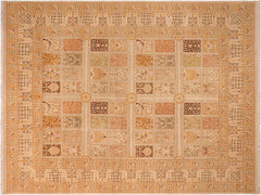 handmade Traditional Design Gold Brown Hand Knotted RECTANGLE 100% WOOL area rug 8x10