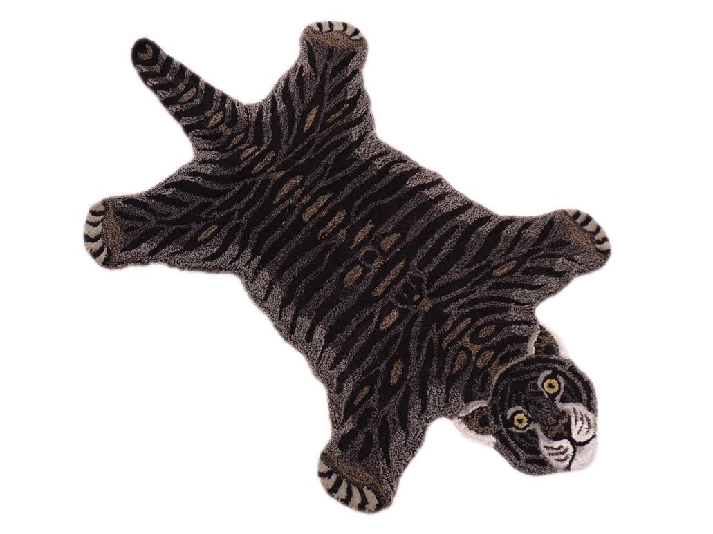 handmade Contemporary Tiger Black Gray Hand Tufted  100% WOOL area rug 3' x 5'