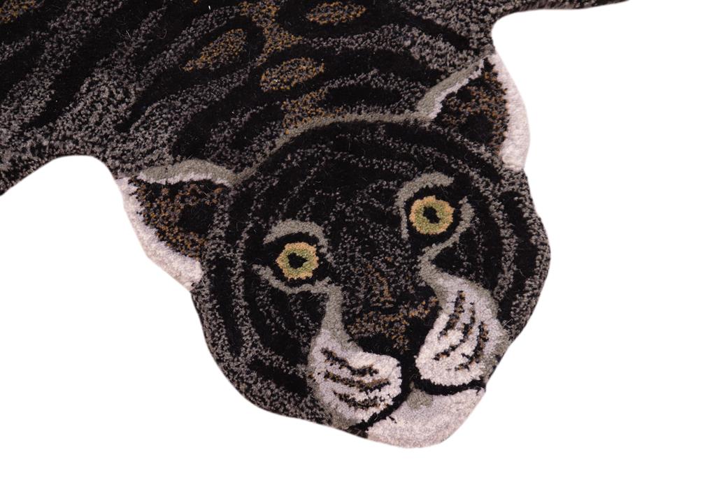 handmade Contemporary Tiger Black Gray Hand Tufted  100% WOOL area rug 4' x 6'