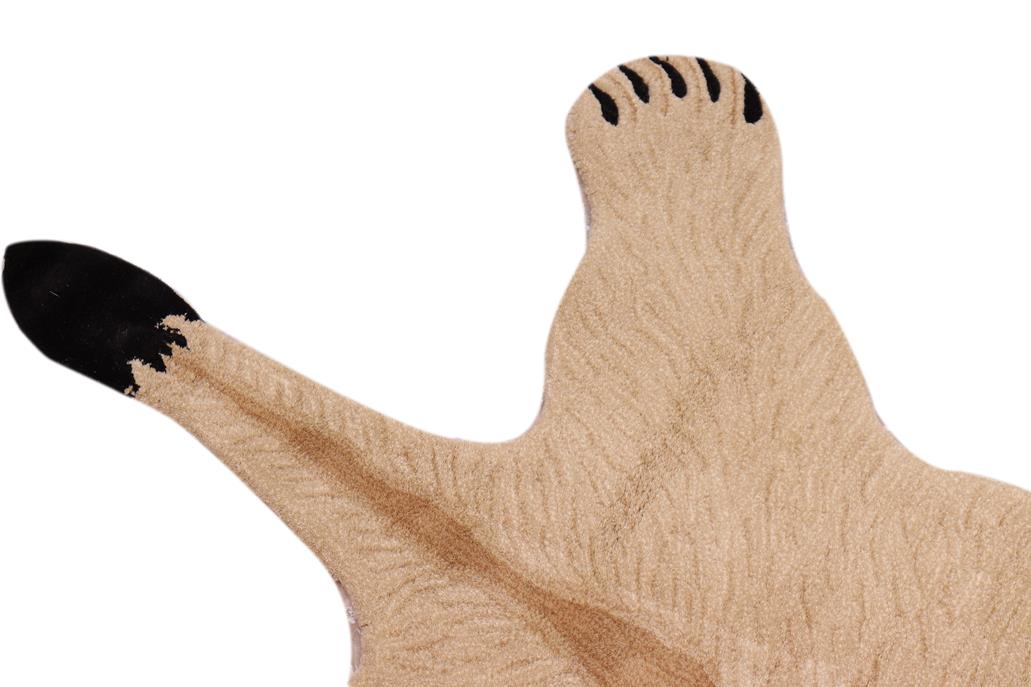 handmade Contemporary Lion Tan Ivory Hand Tufted  100% WOOL area rug 4' x 6'