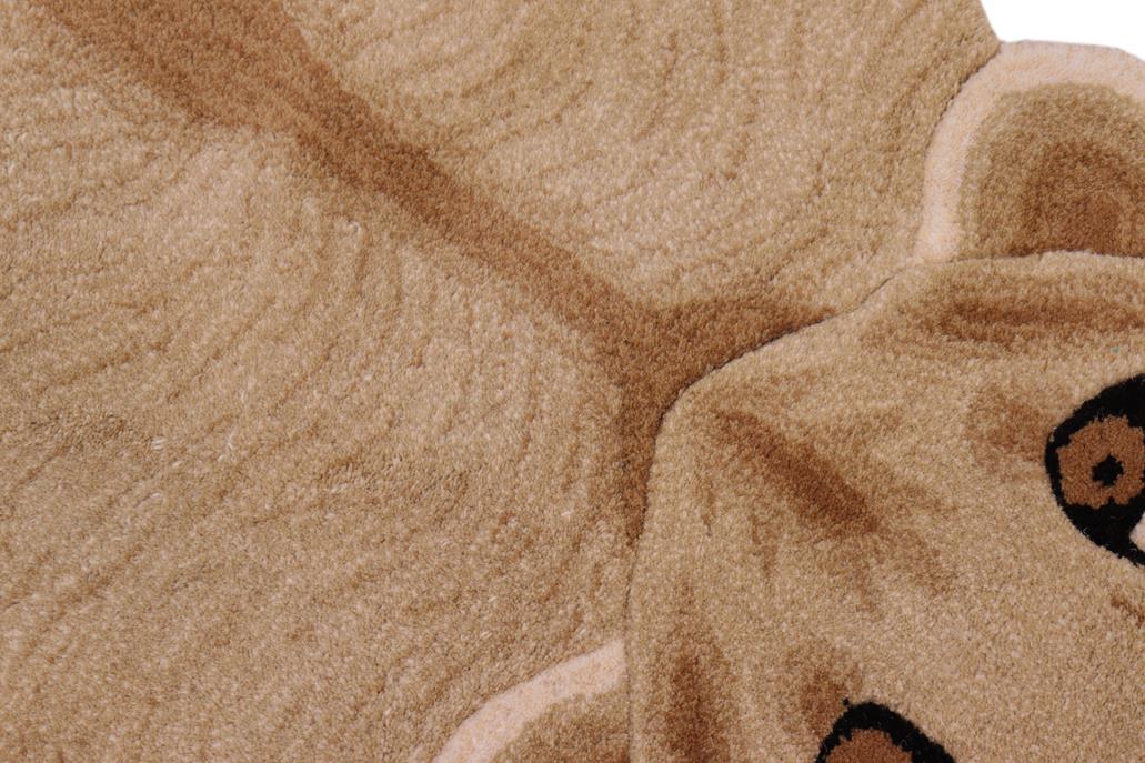 handmade Contemporary Lion Tan Ivory Hand Tufted  100% WOOL area rug 4' x 6'