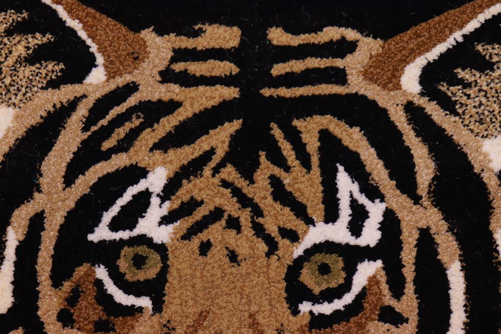 handmade Contemporary Leopard Black Tan Hand Tufted  100% WOOL area rug 2' x 3'