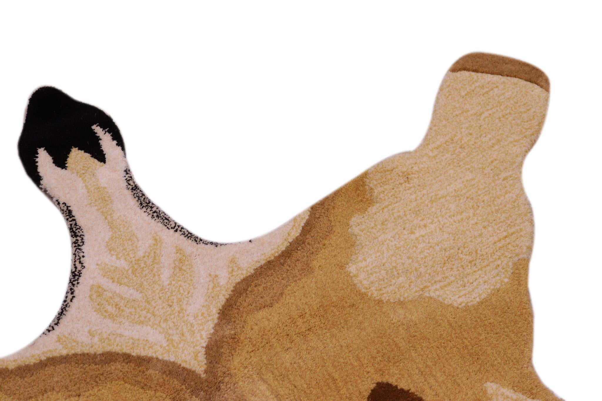 handmade Contemporary Deer Ivory Gold Hand Tufted  100% WOOL area rug 4' x 6'