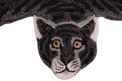 handmade Contemporary Tiger Black Gray Hand Tufted  100% WOOL area rug 2' x 3'