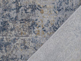 handmade Modern Abstract Gray Blue Machine Made RUNNER POLYESTER area rug 3x12