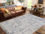 handmade Transitional Abstract Gray Blue Machine Made RECTANGLE POLYESTER area rug 9x12