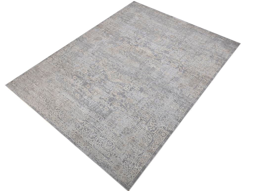 handmade Transitional Vintage Gray Beige Machine Made RECTANGLE POLYESTER area rug 9x12